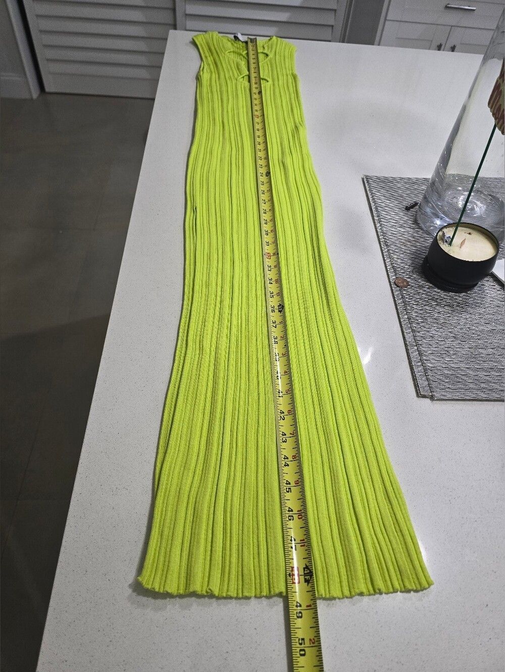 Zara Lime Green Cutout Ribbed Knit Maxi Dress Size S - Like New - Picture 6 of 9
